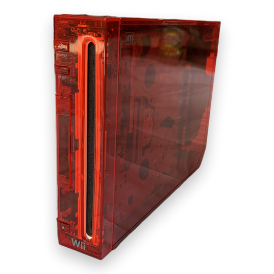 Nintendo Wii Custom Transparent Console Clear Red