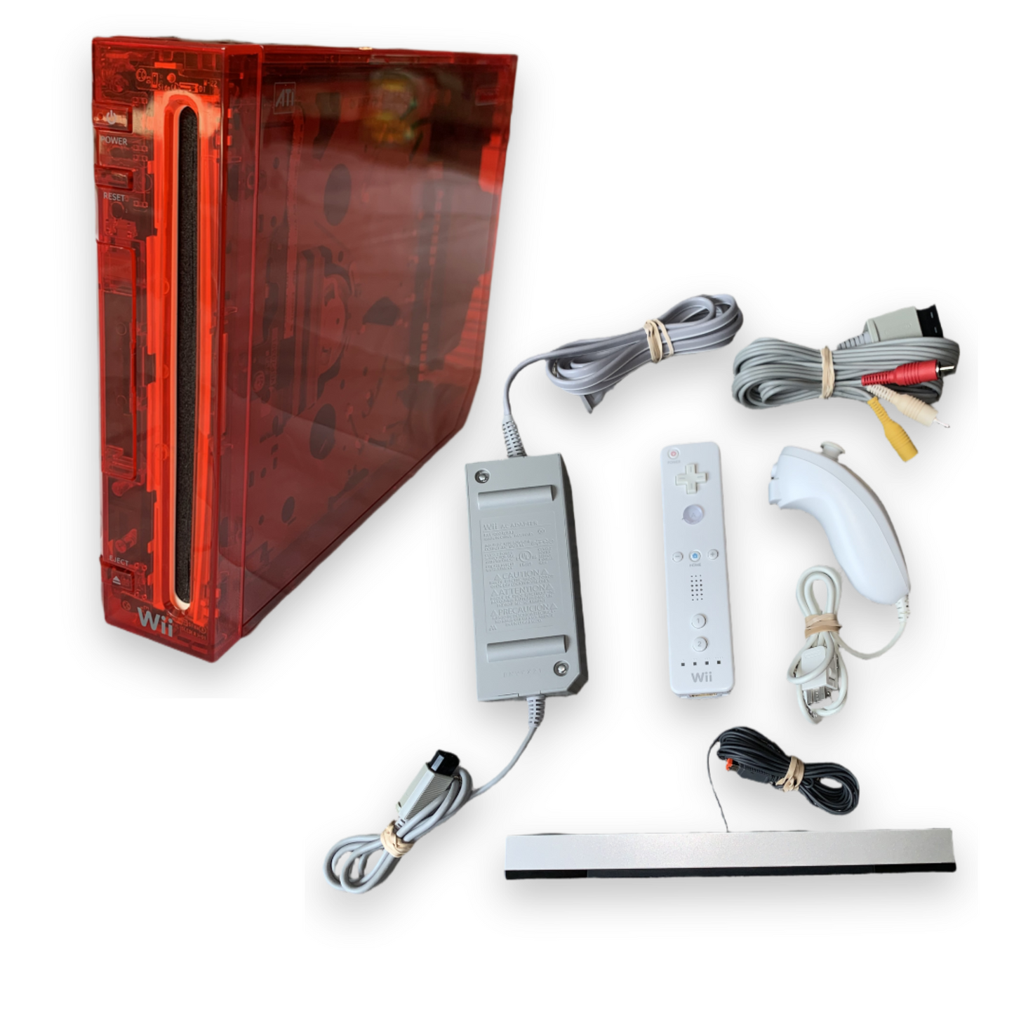 Nintendo Wii Custom Transparent Console Clear Red