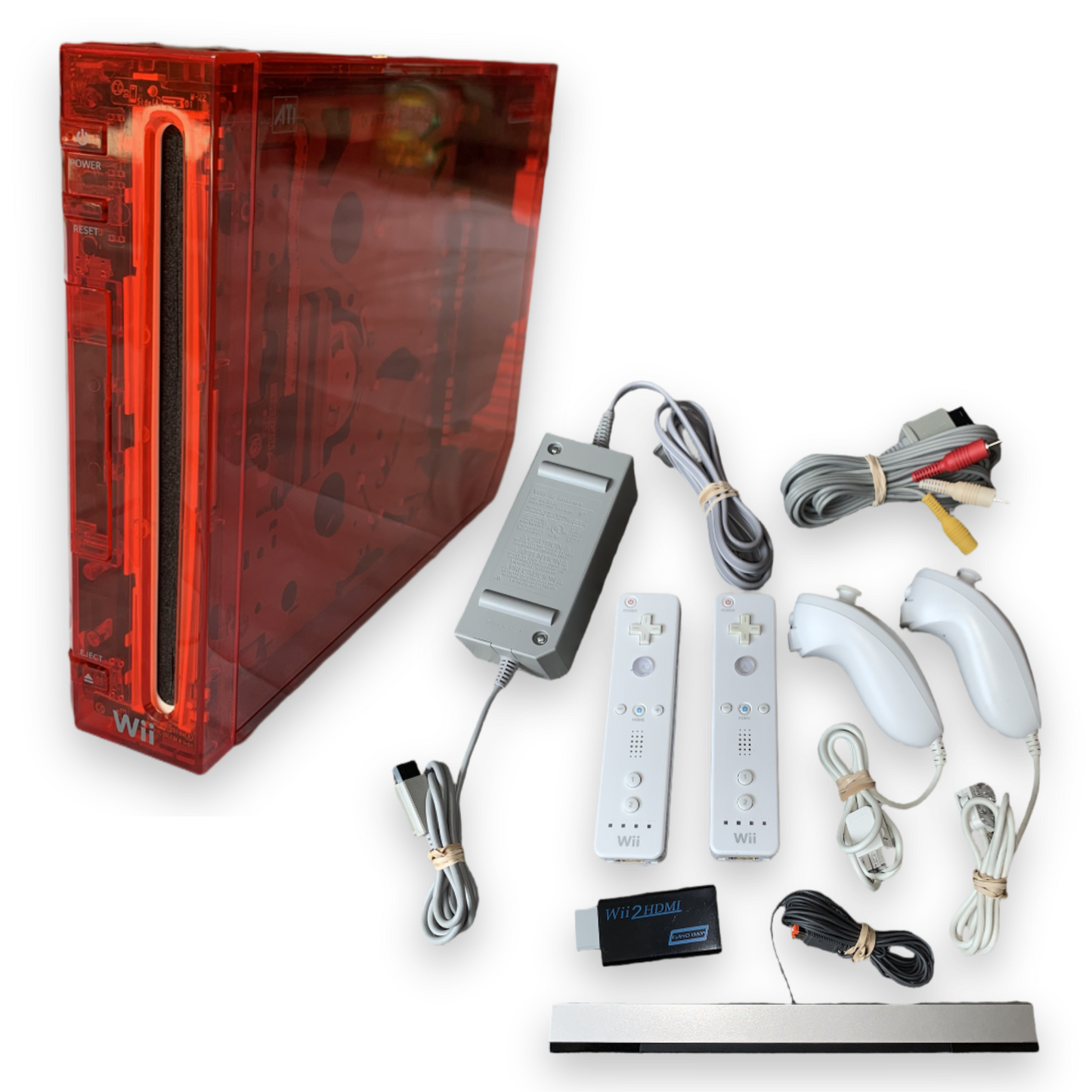 Nintendo Wii Custom Transparent Console Clear Red
