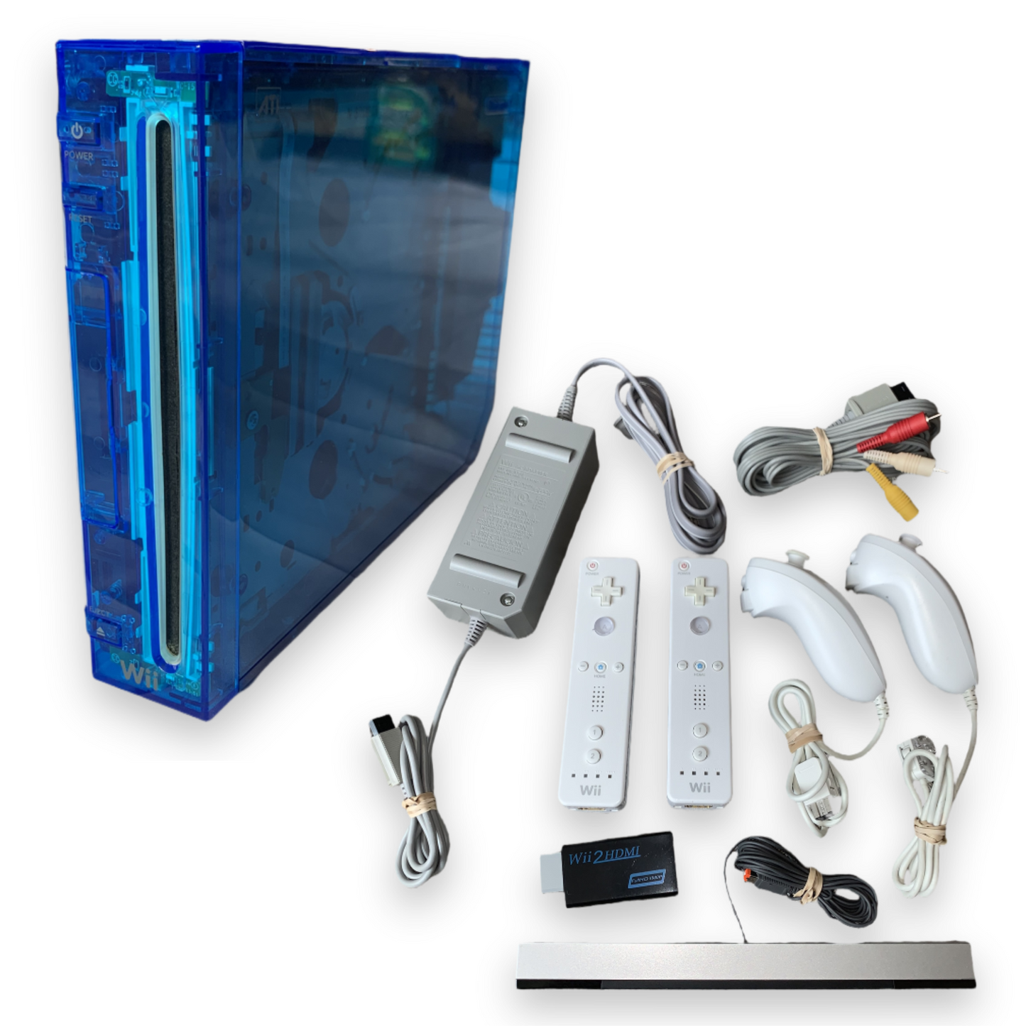 Nintendo Wii Custom Transparent Console Clear Blue